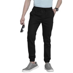 The Indian Garage Co Men's Slim Fit Mid Rise Solid Mid-Rise Stretchable Chino Joggers